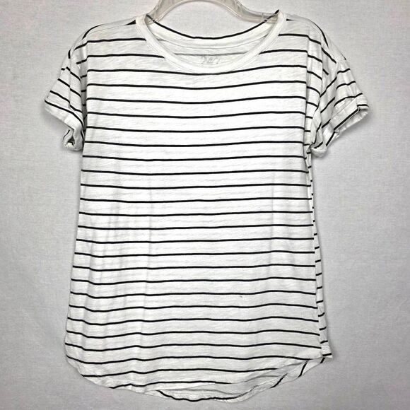 Maurices 24/7 White Gray Striped Tee XS - Picture 1 of 7